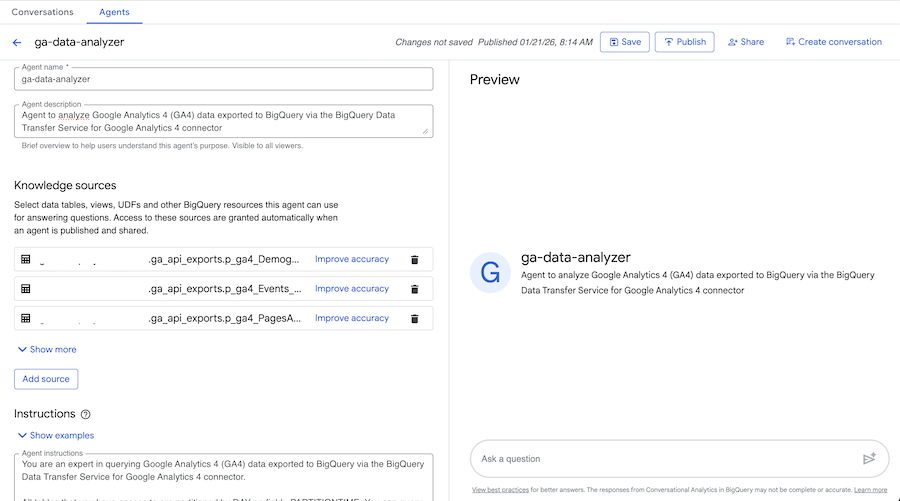 BigQuery Data Agent Interface