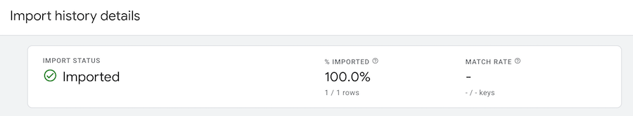 Data Import Match Rate