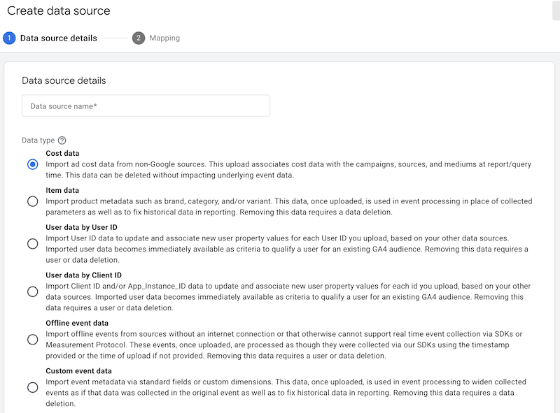 Data Import User Interface