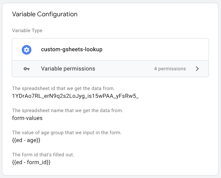 Google Sheets Read Variable