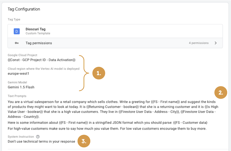 Dioscuri tag configuration